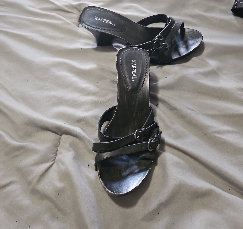 X-Appeal Black Strappy Heels
